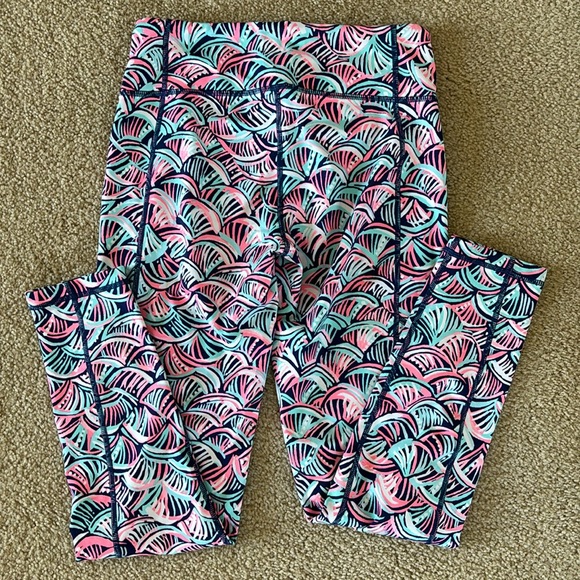 Lilly Pulitzer Weekender Legging Luxletic Seaside Aqua Neptune Nets Blue Small S - Picture 4 of 5
